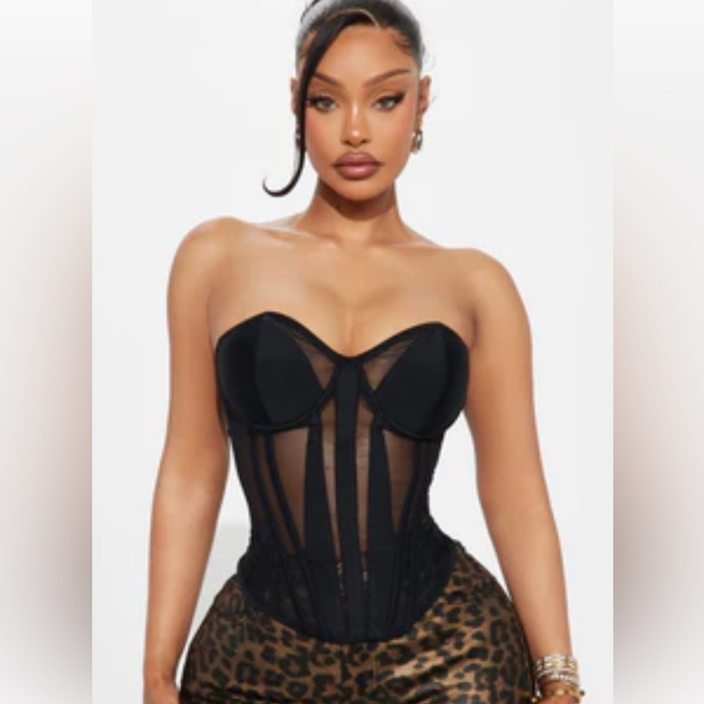 Black Strapless Corset Top
